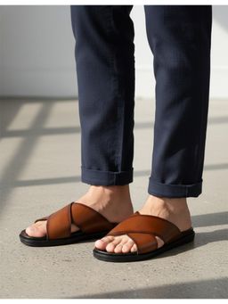 Alberto Torresi - Men Deriko Tan Genuine Leather Sandals
