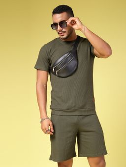 RIGO - Mens Olive Waffle Knit Co-Ord (Set of 2)