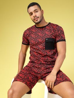 RIGO - Red Jacquard Printed Co-ords (Set of 2)