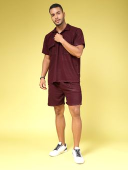 RIGO - Mens Wine Polycorduroy Oversized Utility Co-Ord (Set of 2)