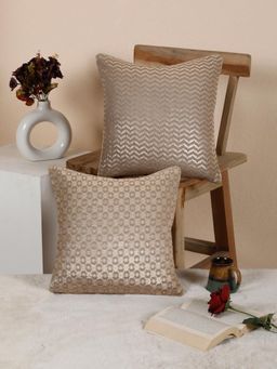 Nisrag Home - Brown Soft Decorative Cushion Cover (Pack Of 2) (16x16 Inches)