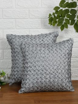 Nisrag Home - Grey Square Cushion Cover (Pack Of 2) (16x16 Inches)