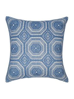 Nisrag Home - Light Blue Cotton Embroidered Square Cushion Cover (Pack Of 2) (16x16 Inches)