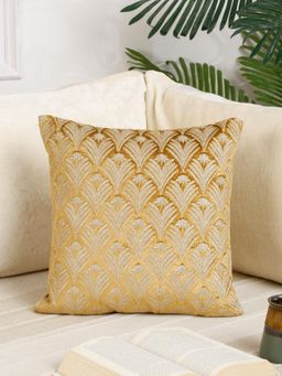 Nisrag Home - Beige Abstract Velvet Square Cushion Cover (16x16 Inches)