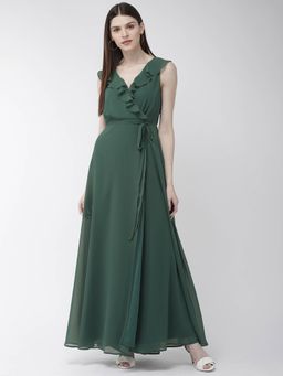 Twenty Dresses by Nykaa Fashion - Green Ruffled In Time Maxi Dress