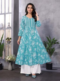 Rangita - Turquoise Printed Kurta