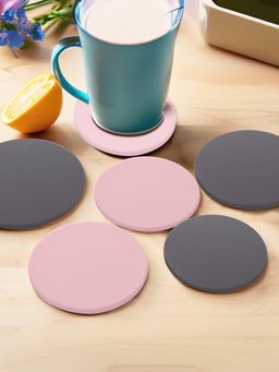 UMAI - Tea Coaster Set of 6 with Stand (Grey and Pink)