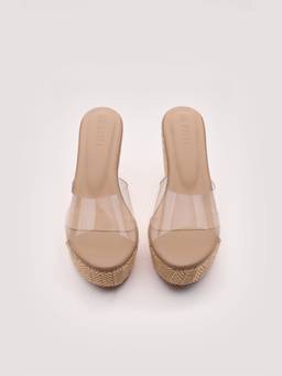 DA NAPPA - Beige Elowen Raffia Wedges Heels