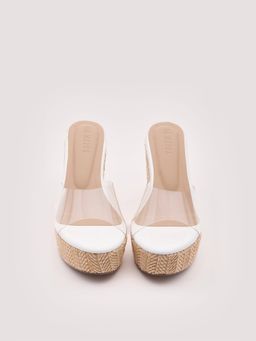 DA NAPPA - White Elowen Raffia Wedges Heels