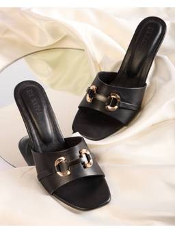 DA NAPPA - Black Taneya Spool Heels