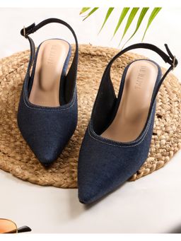 DA NAPPA - Navy Blue Denara Kitten Heel Pumps