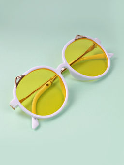 DukieKooky - Kids Yellow & White Round Shape Sunglasses