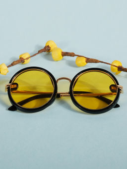 DukieKooky - Kids Yellow Round Shape Sunglasses