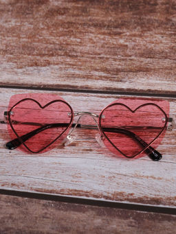 DukieKooky - Kids Pink Heart Shape Sunglasses
