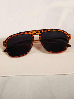DukieKooky - Kids Black & Brown Printed Square Shape Sunglasses