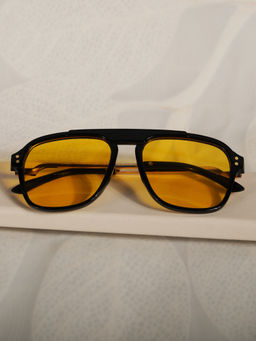 DukieKooky - Kids Yellow & Black Square Shape Sunglasses