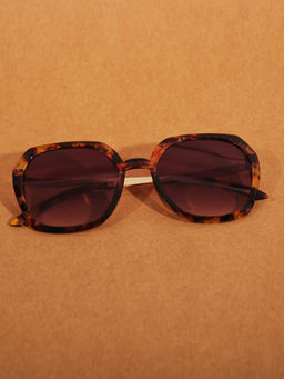 DukieKooky - Kids Purple & Brown Printed Square Shape Sunglasses