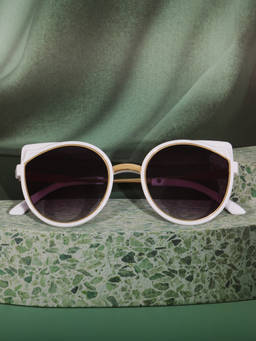 DukieKooky - Kids Purple & White Cat Eye Shape Sunglasses