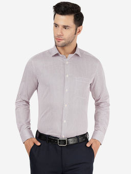 Metal - Mens Cotton Printed Blue & Brown Slim Fit Full Sleeve Formal Shirt