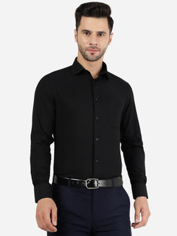 Greenfibre - Men 100% Cotton Striped Black Slim Fit Party Wear Shirt