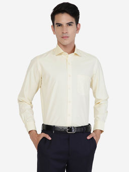 Greenfibre - Men Cotton Blend Solid Yellow Slim Fit Formal Shirt
