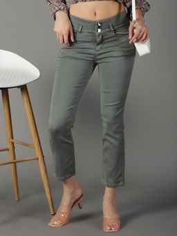 SHOWOFF - Women's Stretchable Clean Look Grey Regular Fit Jeans