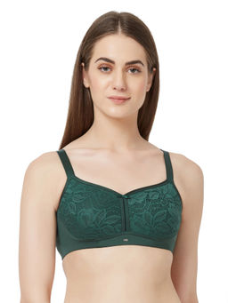SOIE - Full Coverage Padded Non-Wired Lace Bra-Green-Jungle