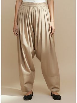 LetsDressUp - Beige Cotton Loose Fit Salwar