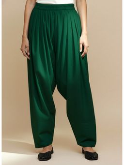 LetsDressUp - Bottle Green Cotton Loose Fit Salwar