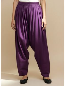 LetsDressUp - Purple Cotton Loose Fit Salwar