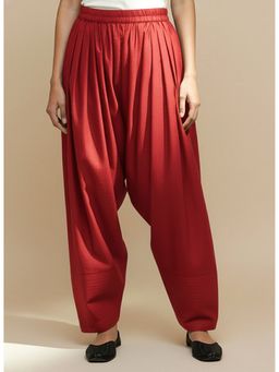 LetsDressUp - Red Cotton Loose Fit Salwar