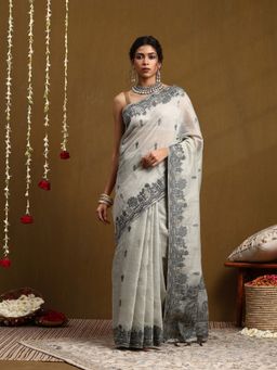 Garden VARELI - Green Cotton Blend Woven Saree with Unstitched Blouse