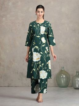 Cotton Culture - Green Pure Cotton Floral Kurta and Palazzo