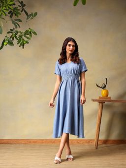 Bani Women - Blue Linen Blend Dress