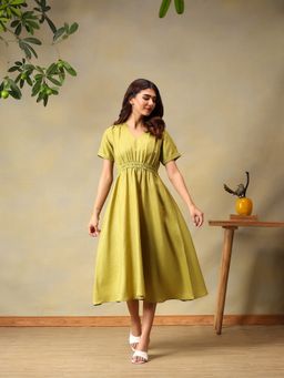 Bani Women - Green Linen Blend Dress