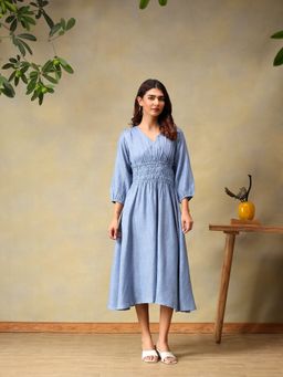 Bani Women - Blue Linen Blend Dress