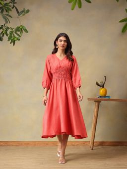 Bani Women - Rust Linen Blend Dress