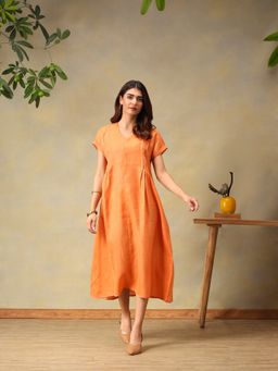 Bani Women - Coral Linen Blend Dress