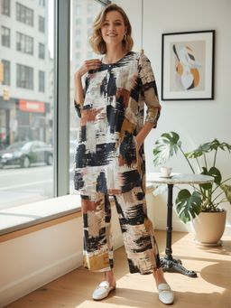 Zolo Label - Black Abstract Printed Cotton Co-Ord Set