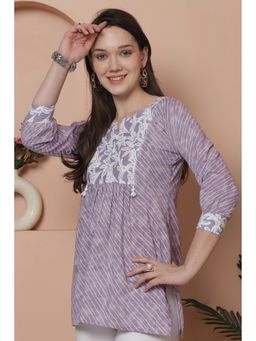 Rajnandini - Light Purple Pure Cotton Foil Printed Kurti