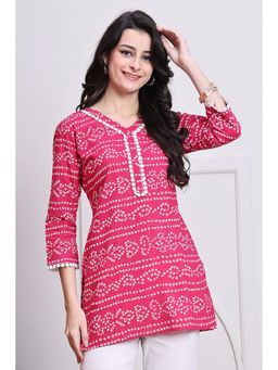 Rajnandini - Pink Cotton Bandhani Printed Kurti