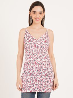 Brownverse - Pink Pure Cotton Jaipuri Print Short Kurti