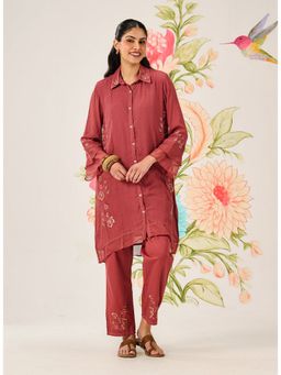 Lakshita - Brick Red Embroidered Co-Ord Set