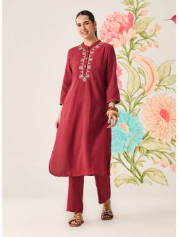 Lakshita - Maroon Embroidered Kurta and Pant