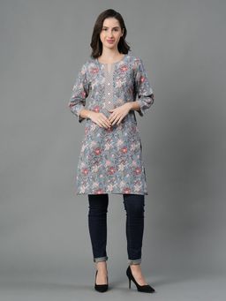 Mode by Red Tape - Grey Printed Pure Cotton Kurta