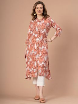 Mode by Red Tape - Coral Printed Rayon Kurta