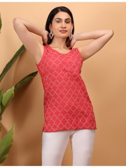 Shwet Heritage - Hand Embroidered Red Chikankari Erika Top