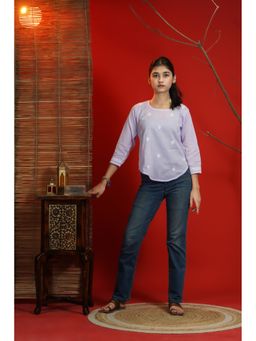 Shwet Heritage - Lavender Hand Embroidered Chikankari Top