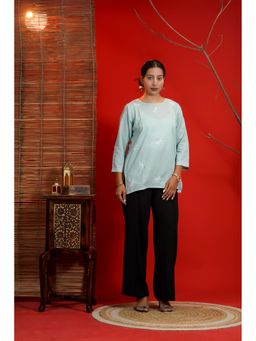 Shwet Heritage - Teal Hand Embroidered Chikankari Western Top