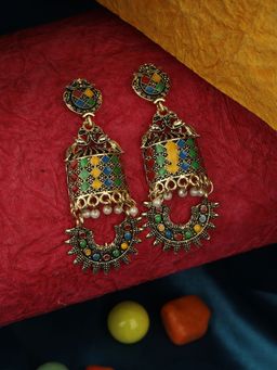 Anika's Creations - Traditional Gold Plated Multicolour Layered Partywear Earring